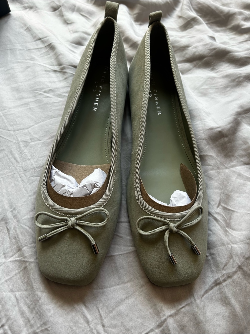 Marc Fisher Light Green Ubet Suede Ballet Flats